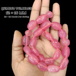 Natural Stones, Quartz Tumbles, 12x16mm, Onion Pink