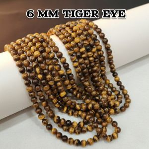 Natural Gemstone Beads, Tiger Eye, 6mm, Round