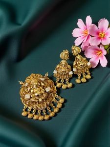 Matt Finish Ganesh Pendant With CZ Stones