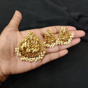 Matt Finish Ganesh Pendant With CZ Stones