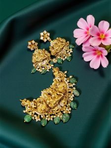 Matt Finish Ganesh Pendant With CZ Stones