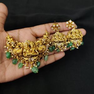 Matt Finish Ganesh Pendant With CZ Stones