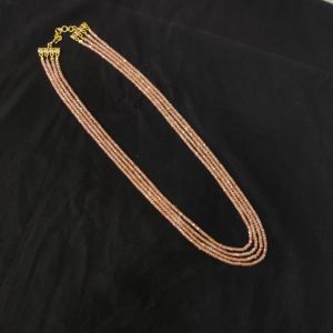 4 Layer CZ Beads Necklace, Biege 