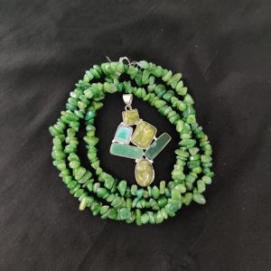 Combo Of Mix Gemstone Pendant With Green Jade Chip Beads