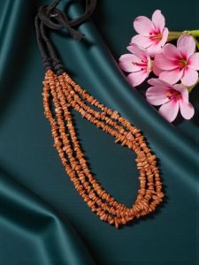 Sandstone Necklace in 3 lines with a cotton Dori at the back