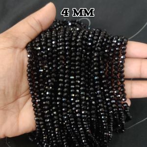 Pack of 10 lines, Glass Crystal, Rondelle, 4mm, Black