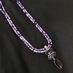 Agate Beads with Gemstone pendant, Purple(Double Shade)