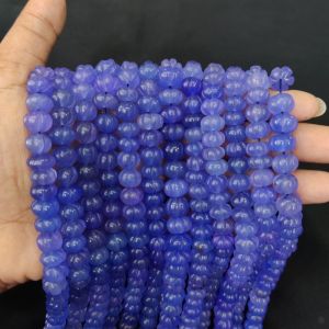 Quartz Pumpkin/Kharbuja Cut Beads –Blue| Commonly Called as Zed Stone Beads for Jewelry Making in India