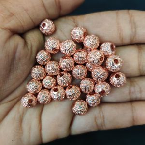 CZ Stone Balls, 8mm, Round, Rose Gold