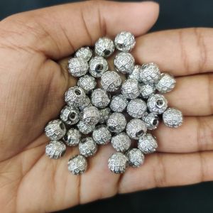 CZ Stone Balls, 8mm, Round, Silver