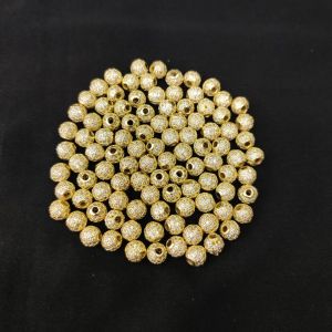 CZ Stone Balls, 8mm, Round, Gold