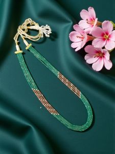 Navrabeads CZ Beads Long Necklace For Women | Sea Green Multi-Strand Statement Necklace With Adjustable Dori | Elegant Traditional Jewelry For Festive, Wedding & Party Wear