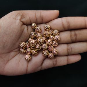 1 Piece of CZ Stone Balls, 8mm, Round, Ruby 