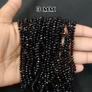 Glass Crystal, Rondelle, 3mm, Black, Pack of 4 lines