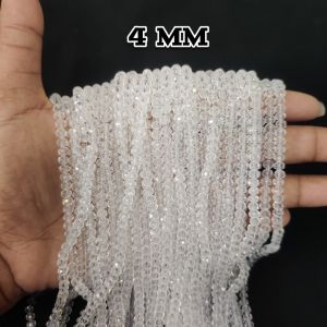 Glass Crystal, Rondelle, 4mm,White,Pack of 4 strings