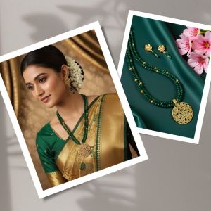 Crystals with Antique Gold Pendant in 2 layers