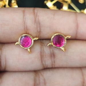 1 pair of Kundan Jadau Round Stud with 3 holes