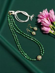 Quartz Necklace in 2 layers with Victorian bead and matching Victorian earrings 