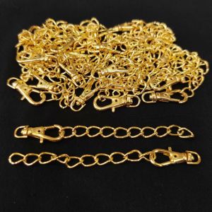 1 Piece Of Navrabeads Lobster Clasp Connector Chain | Gold Finish Anti-Tarnish Micro-Plated Jewelry Extension | 3 Length Ready-Made Clasp For Necklaces & Chokers & Bracelets