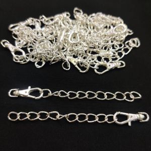 1 Piece Of Navrabeads Lobster Clasp Connector Chain | Silver Finish Anti-Tarnish Micro-Plated Jewelry Extension | 3 Length Ready-Made Clasp For Necklaces & Chokers & Bracelets