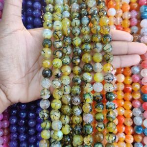 Onyx Beads, 10mm, Round, Yellow & Black