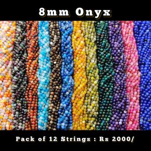 High Quality Onyx Beads, Round, 8mm,Double color, Assorted, Pack of 12 strings