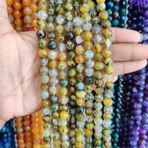 Onyx Beads, 8mm, Round, Yellow And Black Shade