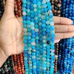Natural Agate Beads, 8mm, Round, Sky Blue