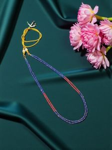 Navrabeads CZ Beads Necklace Set with Sapphire Blue & Ruby Pink | Elegant Designer Necklace & Matching Pendant Set for Women | 20 Inches Party & Festive Jewelry