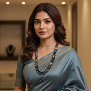 Navrabeads 2 Layer Multi Colour Fresh Water Pearl Necklace with AD Flower Pendant | 24 Inches Elegant Designer Jewelry for Women | Premium Festive & Party Wear