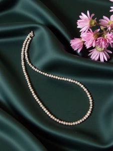 Navrabeads Fresh Water Pearl Necklace – Grey | 18 Inches Elegant Classic Pearl Jewelry for Women