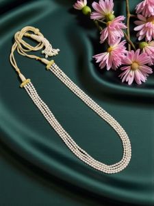 Navrabeads 4 Layer Freshwater Pearl Necklace – Cream | 20 Inches Grand Multi Strand Pearl Jewelry for Women | Elegant Bridal & Festive Wear