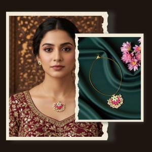 Invisible Necklace with Kundan jadau pendant