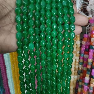 Natural Quartz Beads, (Oval), 8x10 mm, Grass Green