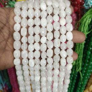 Natural Quartz Beads, (Oval), 8x10mm, White