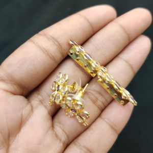 Polki Pendants With Earrings, Can be used as a connector, White