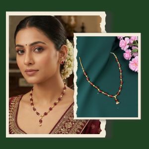 Quartz With Pearl Loreal Necklace, Maroon