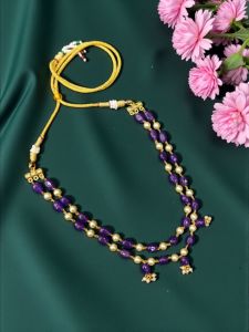 2 Layer Pearls With Quartz Necklace, Purple