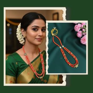 Double Layer Crystal With Antique Gold Ball Rope finish