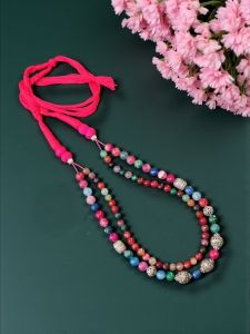 2 Layer Onyx Necklace With Rope Finish