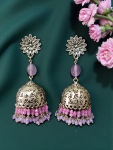 Tamil Jhumkas with CZ beads