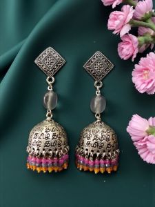 Tamil Jhumkas with CZ beads