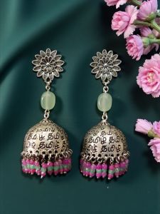 Tamil Jhumkas with CZ beads