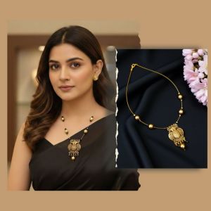 Navrabeads Antique Gold Divine Gandaberunda invisible necklace, 20 inches