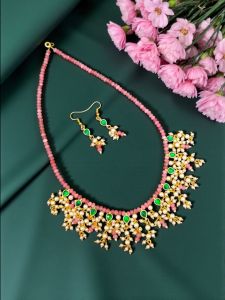 Kundan Jadau charms with pearl and Agate dangling stringed in Agate beads