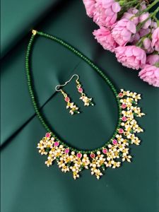 Kundan Jadau charms with pearl and Agate dangling stringed in Agate beads