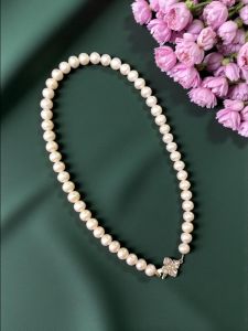 Navrabeads Fresh Water Pearl Necklace – 17 Inches | Classic Single Strand Pearl Jewelry for Women | Elegant Daily & Occasion Wear