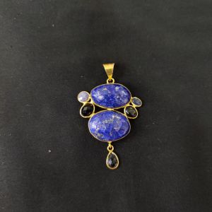 1 Piece Mix Gemstone Pendant Gold Finish | Multicolour Centre Pendant 1 to 2.5 Inch | For Necklace Making