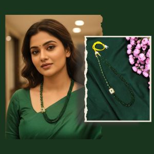 Navrabeads Hydro Quartz Beads Necklace with CZ Stone Spacers – 20 Inch Gold Rope Finish Elegant Gemstone Beaded Jewellery for Women | Party Wear, Festive & Wedding