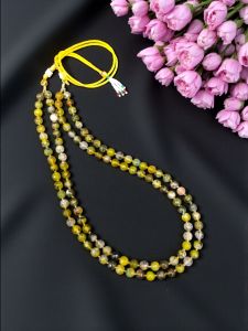 Navrabeads Double Layer Onyx Finish Bead Necklace – Yellow & Black 20 Inch with Dori Finish | Stylish Layered Fashion Jewellery for Women, Festive & Party Wear